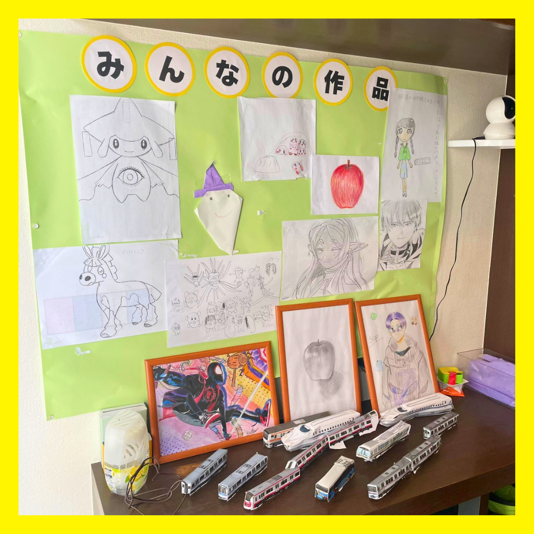 みんなが作ってくれた作品を飾っています！